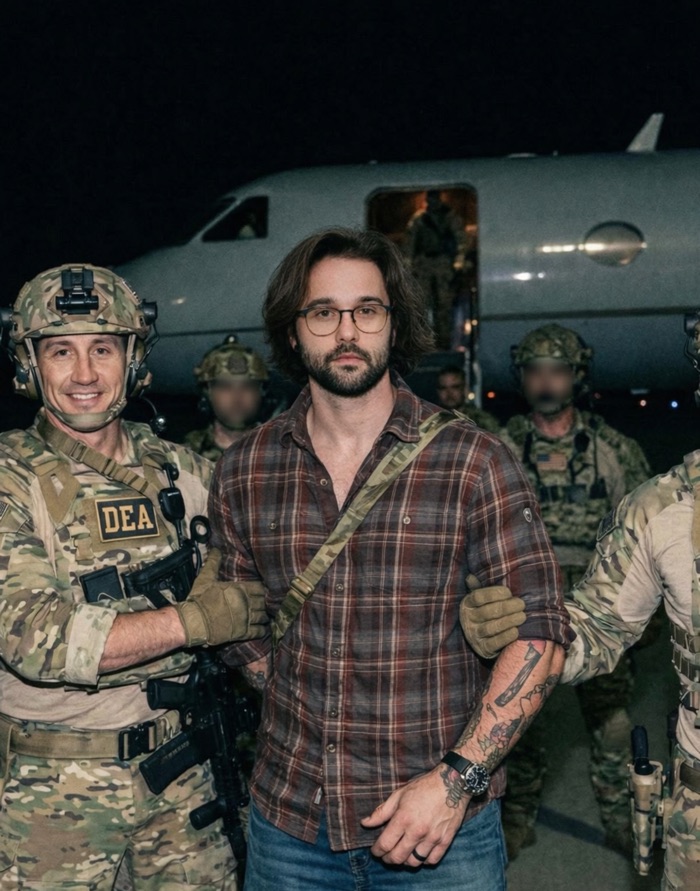 Toby escorted off a jet by DEA agents